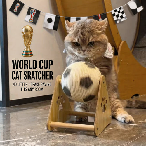 2026 World Cup Soccer Cat Scratcher | Lint-Free Sisal Cat Scratching Ball, Space-Saving Cat Toy for Indoor Cats