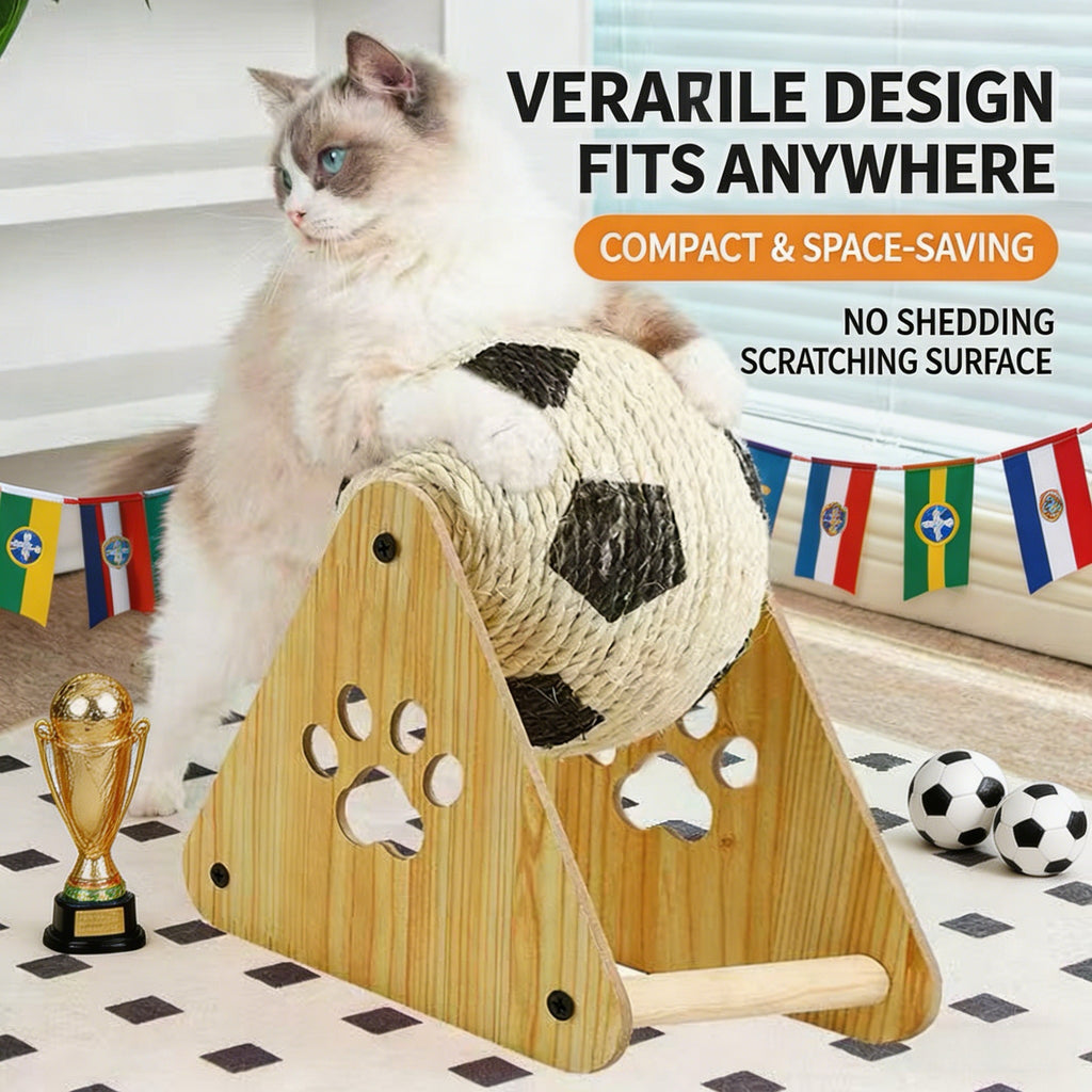 2026 World Cup Soccer Cat Scratcher | Lint-Free Sisal Cat Scratching Ball, Space-Saving Cat Toy for Indoor Cats