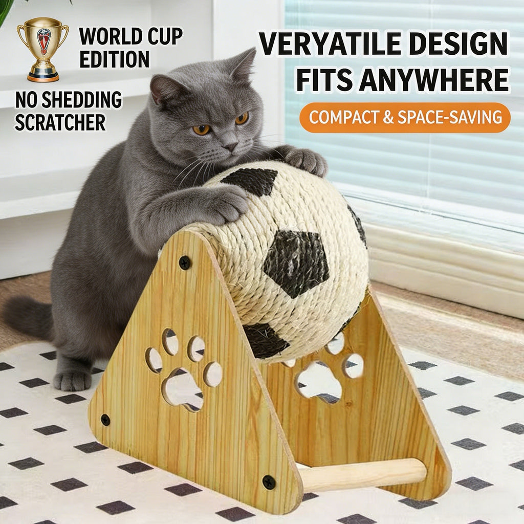 2026 World Cup Soccer Cat Scratcher | Lint-Free Sisal Cat Scratching Ball, Space-Saving Cat Toy for Indoor Cats