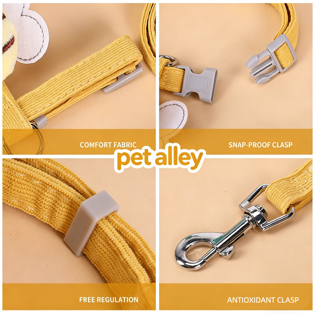 Viral Cute Bee Cat Harness and Leash Set, Escape Proof Cat Walking Jacket, Adjustable Soft Corduroy Pet Harness for Kitten and Small Cat