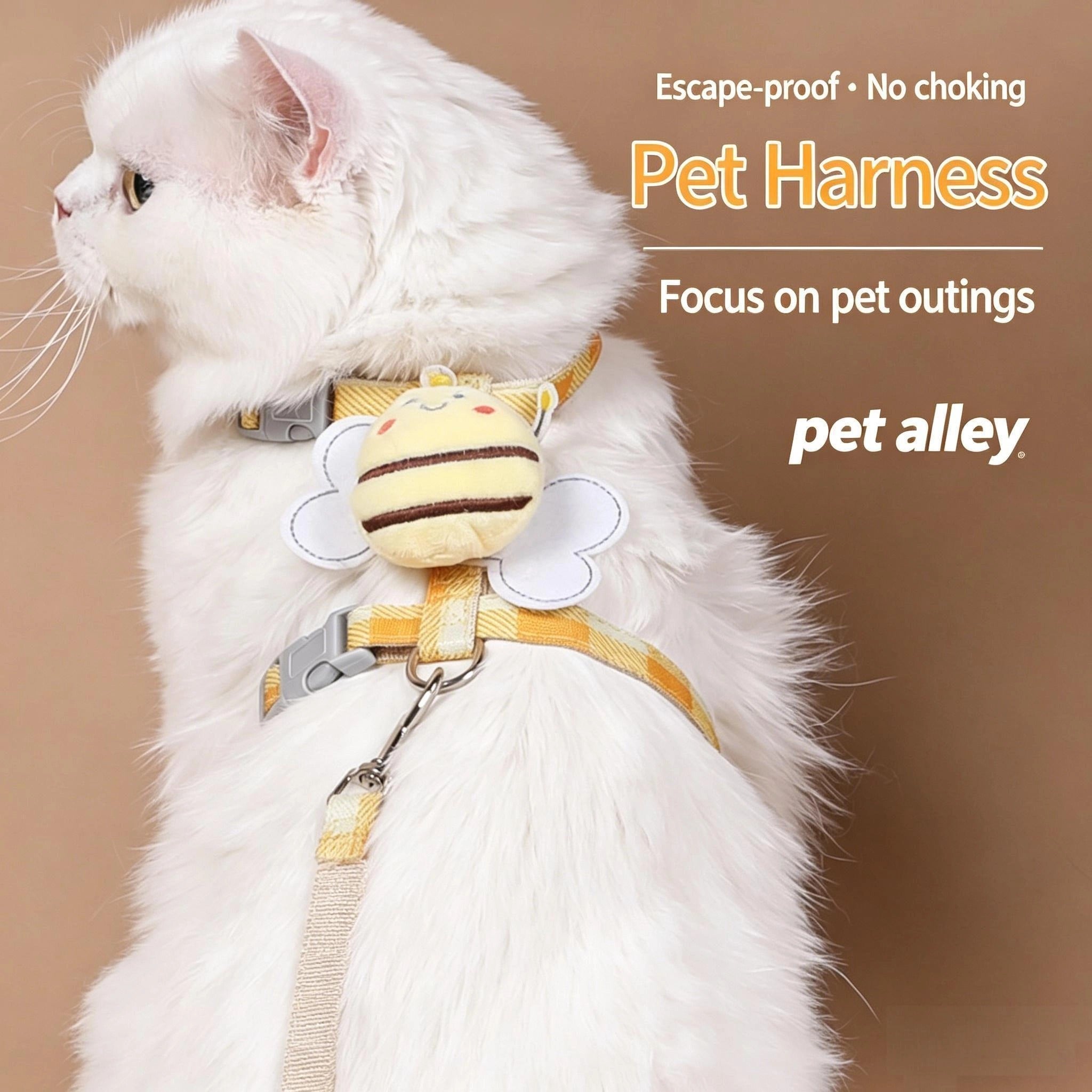 Viral Cute Bee Cat Harness and Leash Set, Escape Proof Cat Walking Jacket, Adjustable Soft Corduroy Pet Harness for Kitten and Small Cat