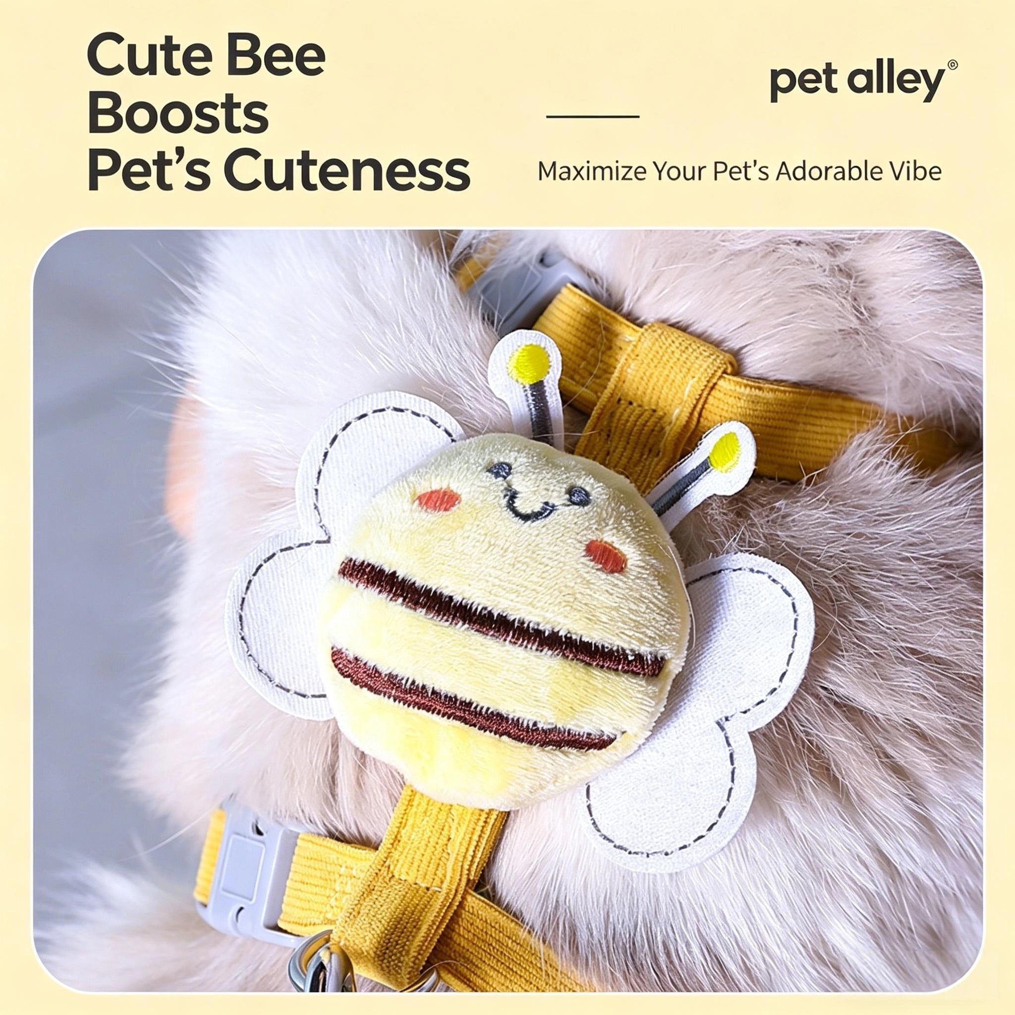 Viral Cute Bee Cat Harness and Leash Set, Escape Proof Cat Walking Jacket, Adjustable Soft Corduroy Pet Harness for Kitten and Small Cat