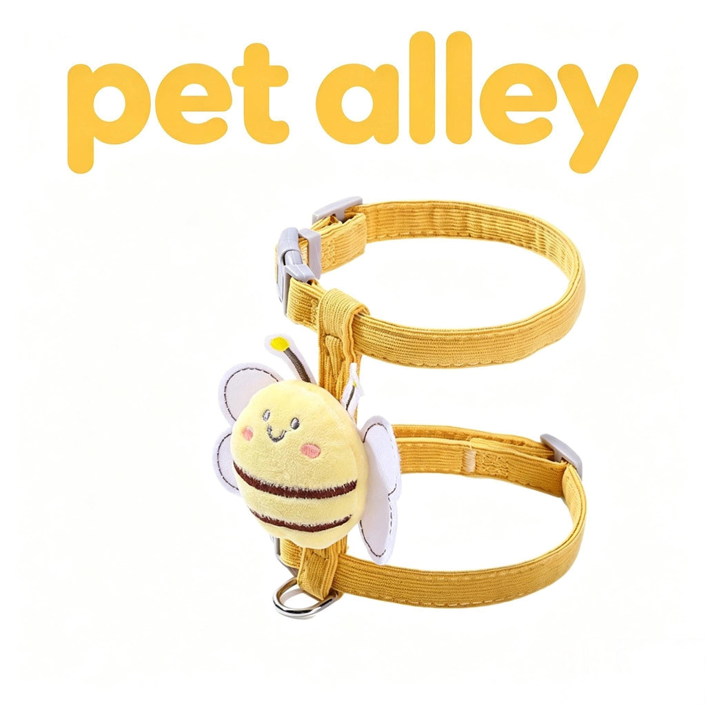 Viral Cute Bee Cat Harness and Leash Set, Escape Proof Cat Walking Jacket, Adjustable Soft Corduroy Pet Harness for Kitten and Small Cat