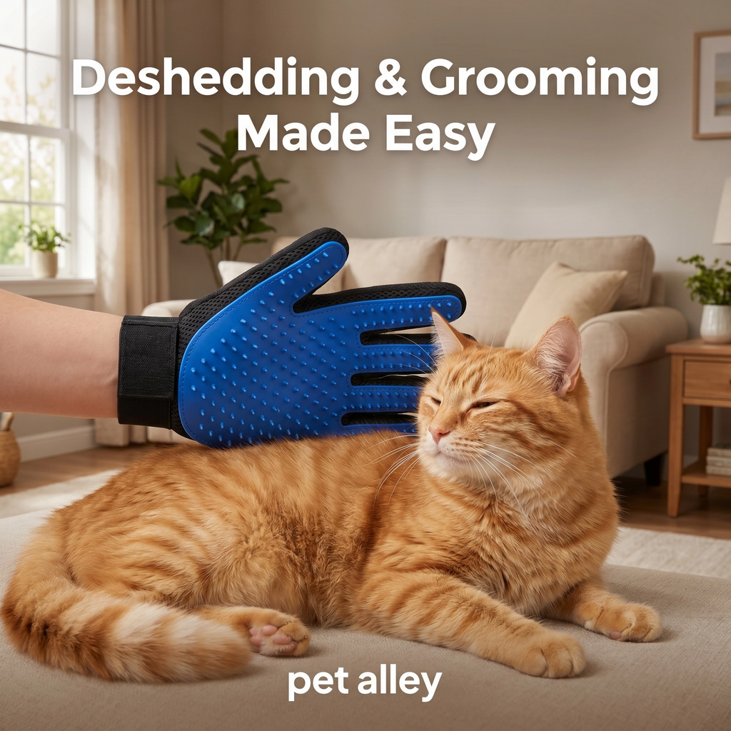 Dual Sided Pet Grooming Glove, Deshedding Massage Cat Glove Brush, Gentle Hair Remover Bathing Bubble Scrubber Glove for Cats & Small Dogs