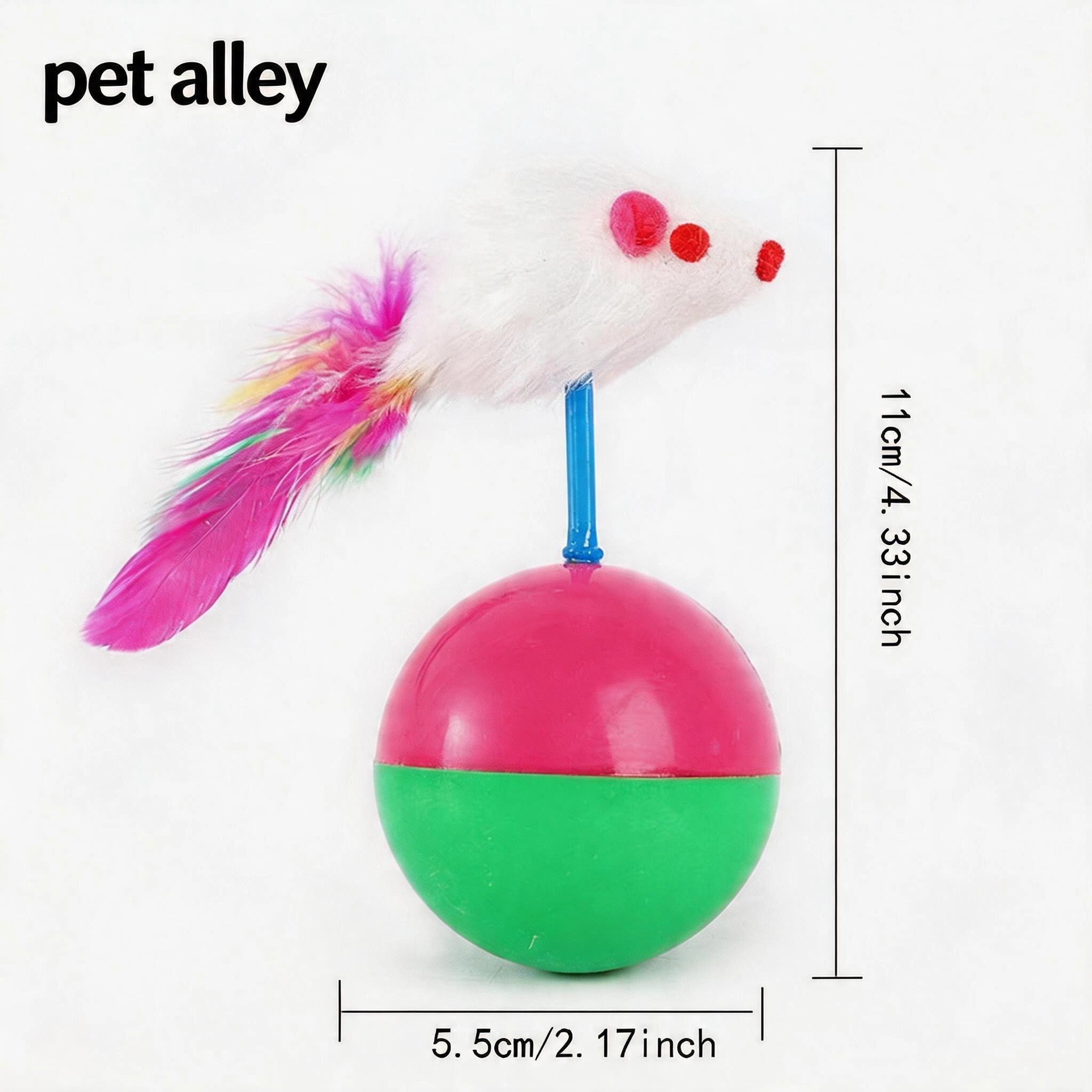 Pet Alley Tumbler Cat Toy, Interactive Feather Mouse Roly-Poly Cat Toy, Durable Kitten Teaser Toy for Bored Indoor Cats, Engaging Cat Exercise Toy for Kitten & Adult Cats